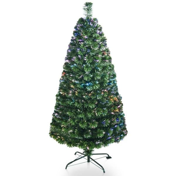 7.5 ft. Multi-Colored Fiber Optic Pre-Lit Artificial Christmas Tree with Lights and Foldable Stand, 370 Tips