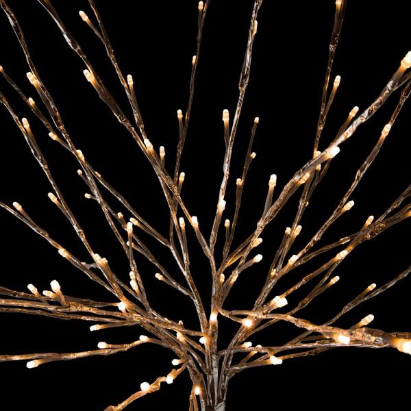 39 in. Tall Silver Metallic Foil Tree Stake with Warm White LED Lights