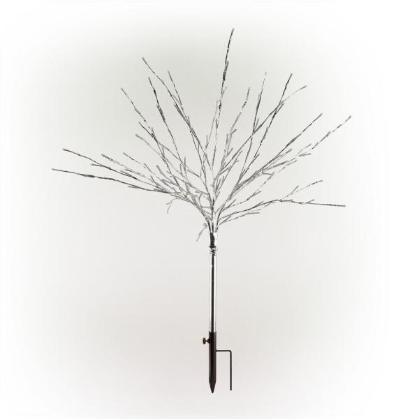 39 in. Tall Silver Metallic Foil Tree Stake with Warm White LED Lights
