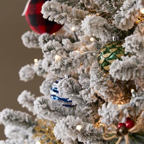 9FT Flocked Fraser Fir LED Pre-Lit Artificial Christmas Tree With 3000 Color Changing Lights and 10-Function