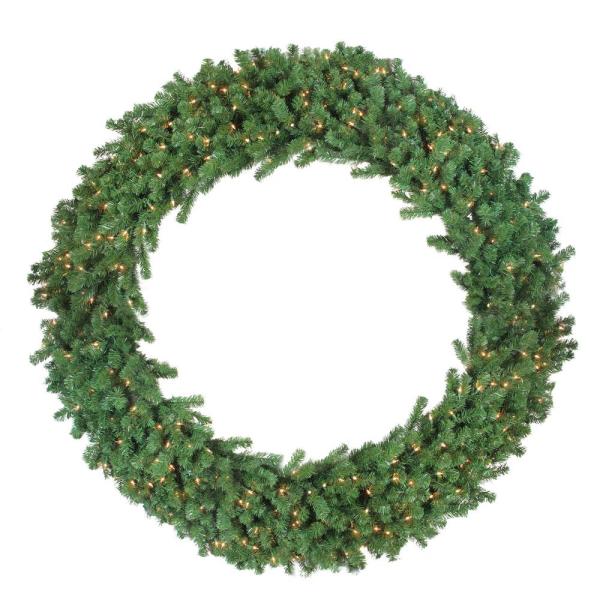 6 ft. Pre-Lit Deluxe Windsor Pine Artificial Christmas Wreath with Clear Lights