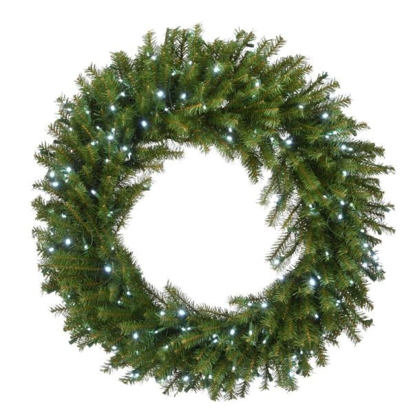 36 in. Norwood Fir Wreath with Memory-Shape and 200 Cool White LED Lights