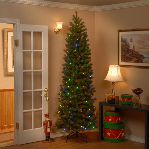 7.5 ft. Downswept Douglas Pencil Slim Fir Artificial Christmas Tree with Dual Color LED Lights