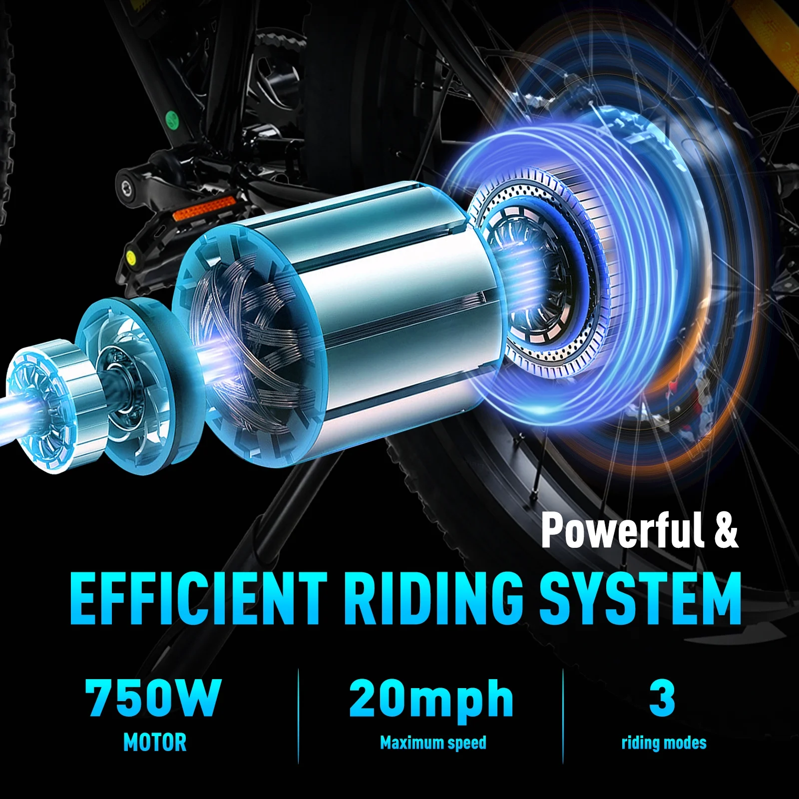 COLORWAY 26*4.0 Fat Tire E bike, 750W Electric Bicycles 15AH 48V Mountain Electric Bike for adult UL 2849