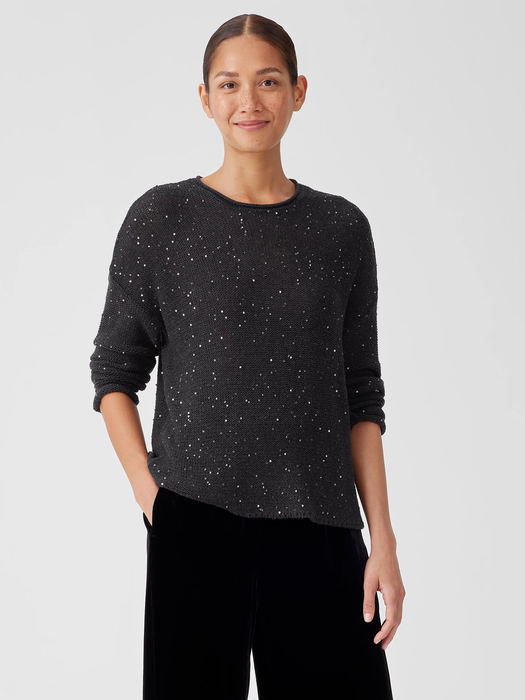 Merino Sequin Crew Neck Top
