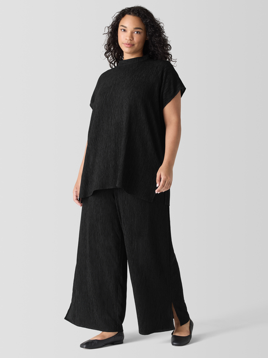 Woven Plissé Wide-Leg Pant