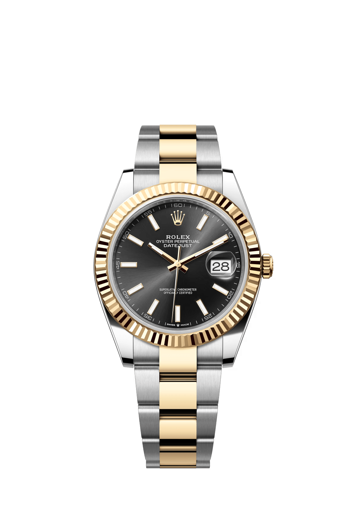 The Oyster Perpetual Datejust 41 is available in yellow gold and Oystersteel with a glossy black dial and an Oyster bracelet. -m126333-0013