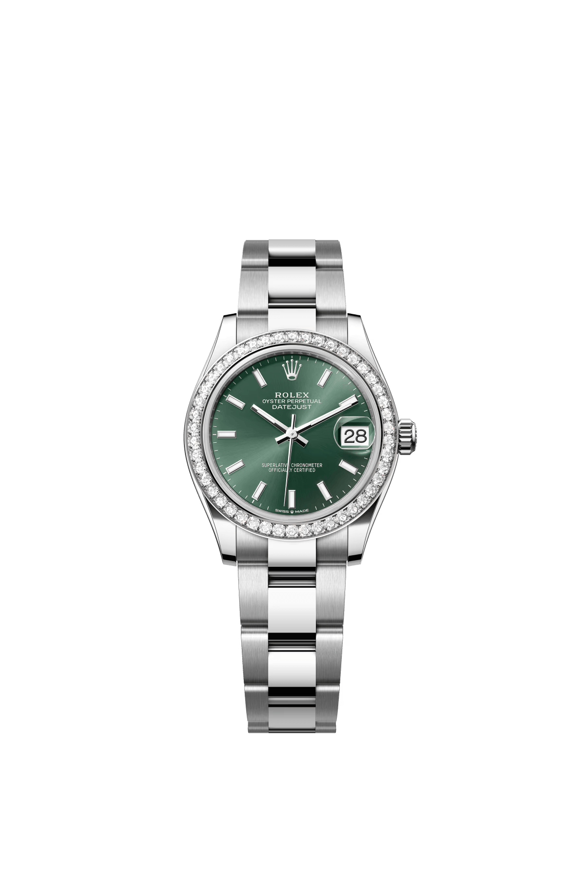 The Oyster Perpetual Datejust 31 is available in white gold and Oystersteel with a mint green dial and an Oyster bracelet. -m278384rbr-0021