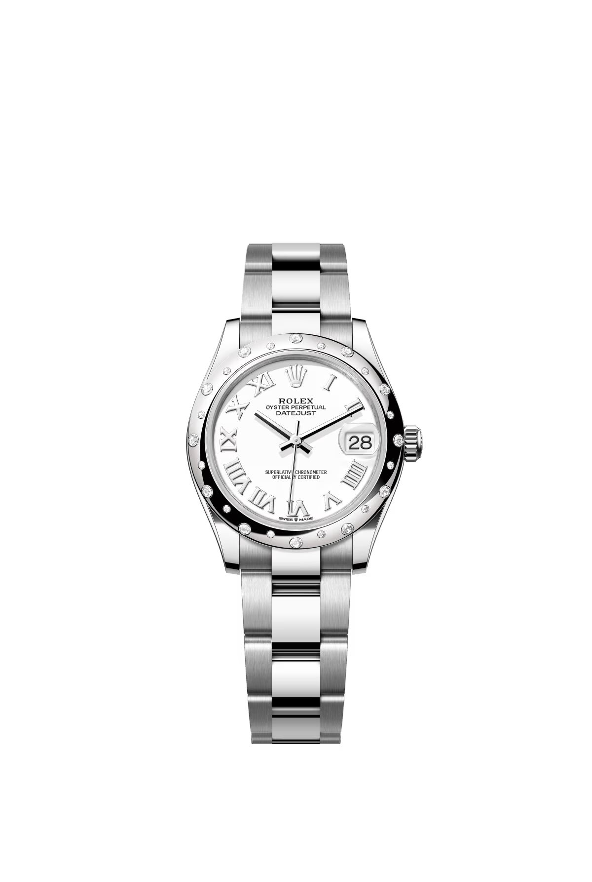 The Oyster Perpetual Datejust 31 is available in white gold and Oystersteel with a white dial and Oyster bracelet. -m278344rbr-0011