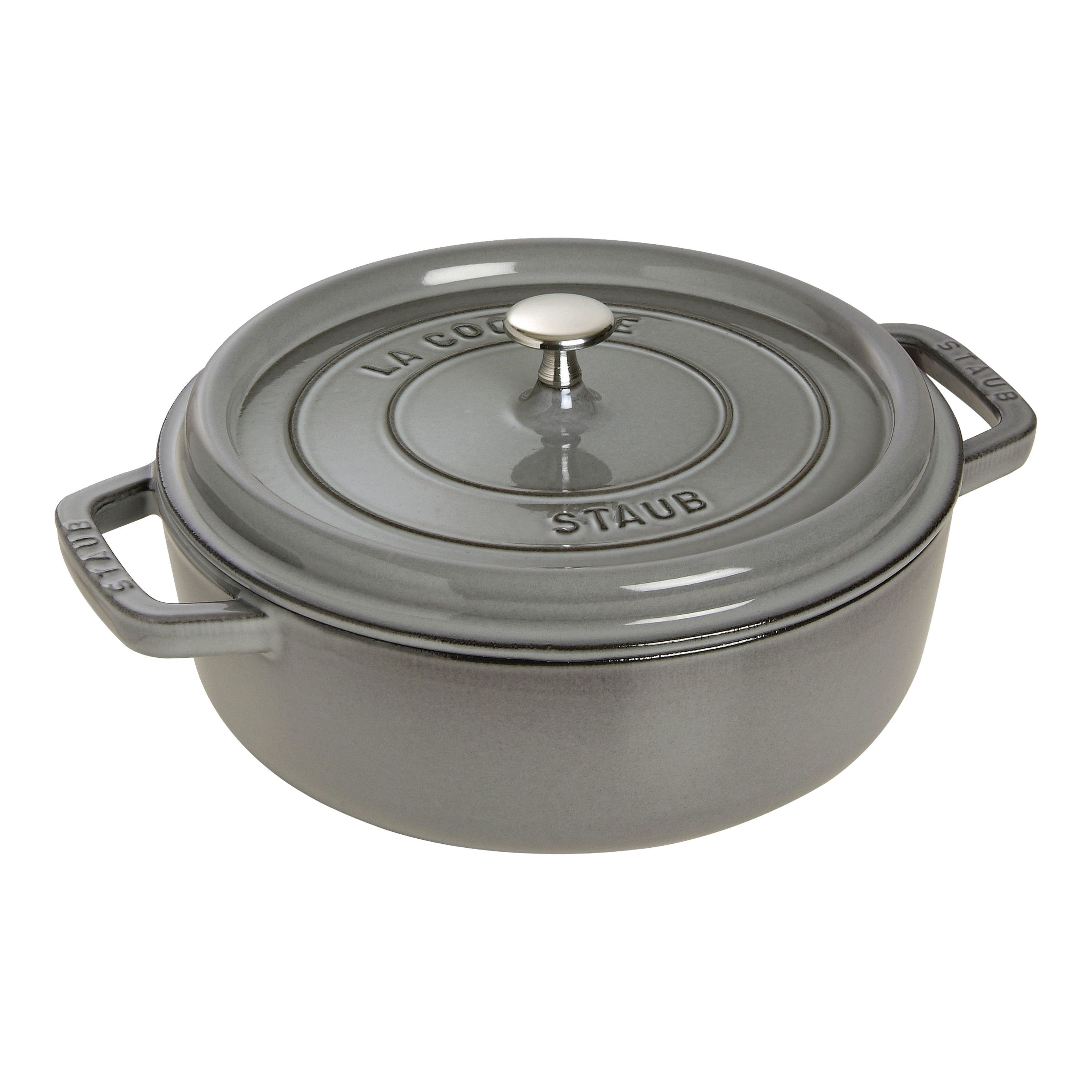 Staub Cast Iron 6 qt, Round, Cocotte Shallow, Graphite Grey