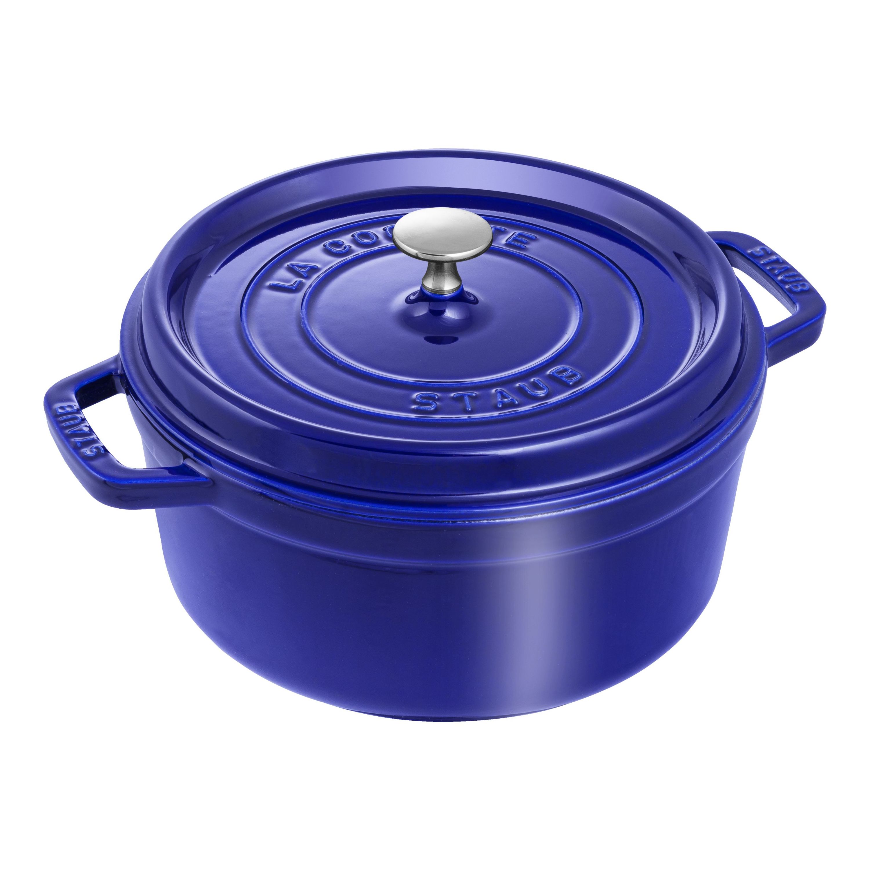 Staub Cast Iron - Round Cocottes 4 qt, Round, Cocotte, Dark Blue