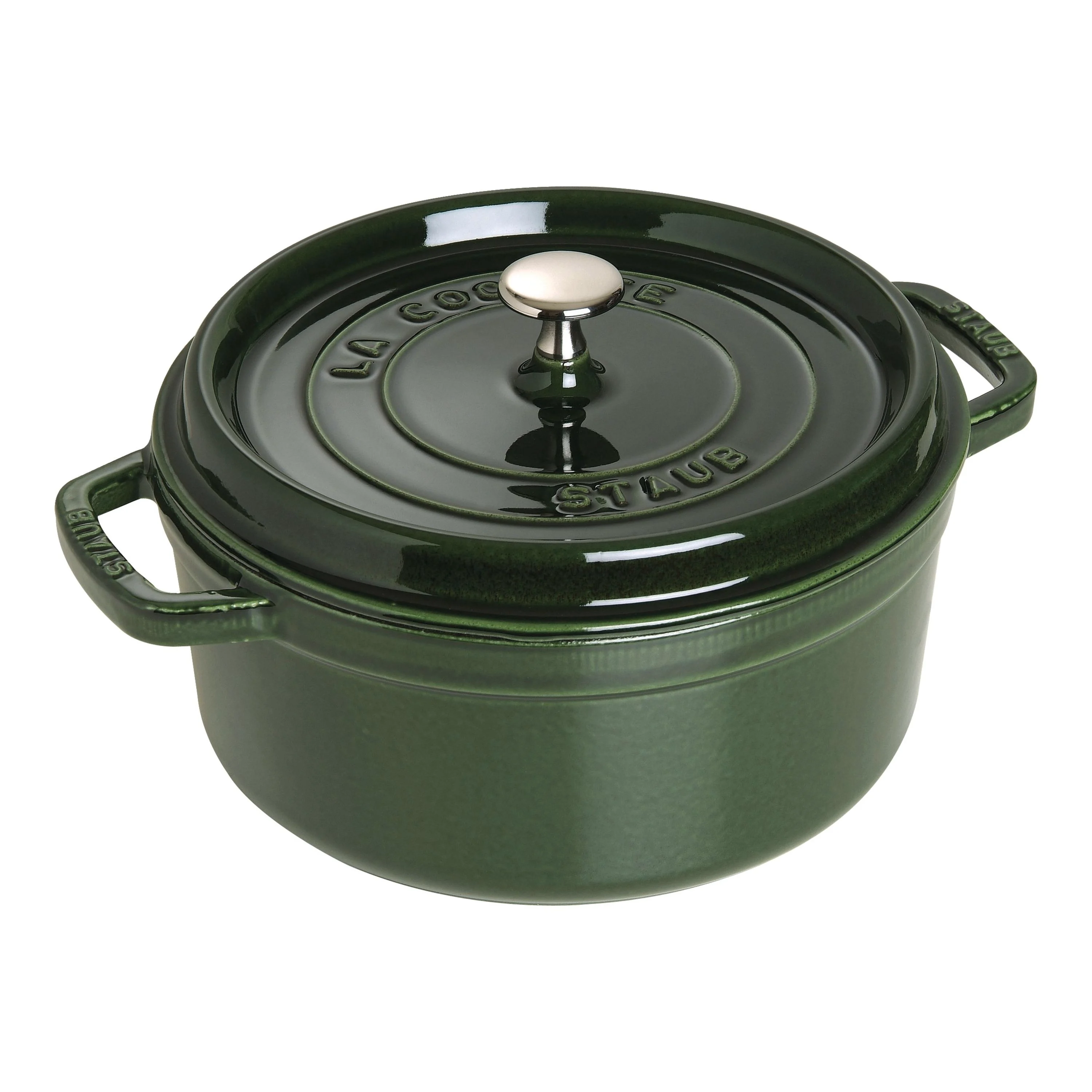 Staub Cast Iron - Round Cocottes 5.5 qt, Round, Cocotte, Basil