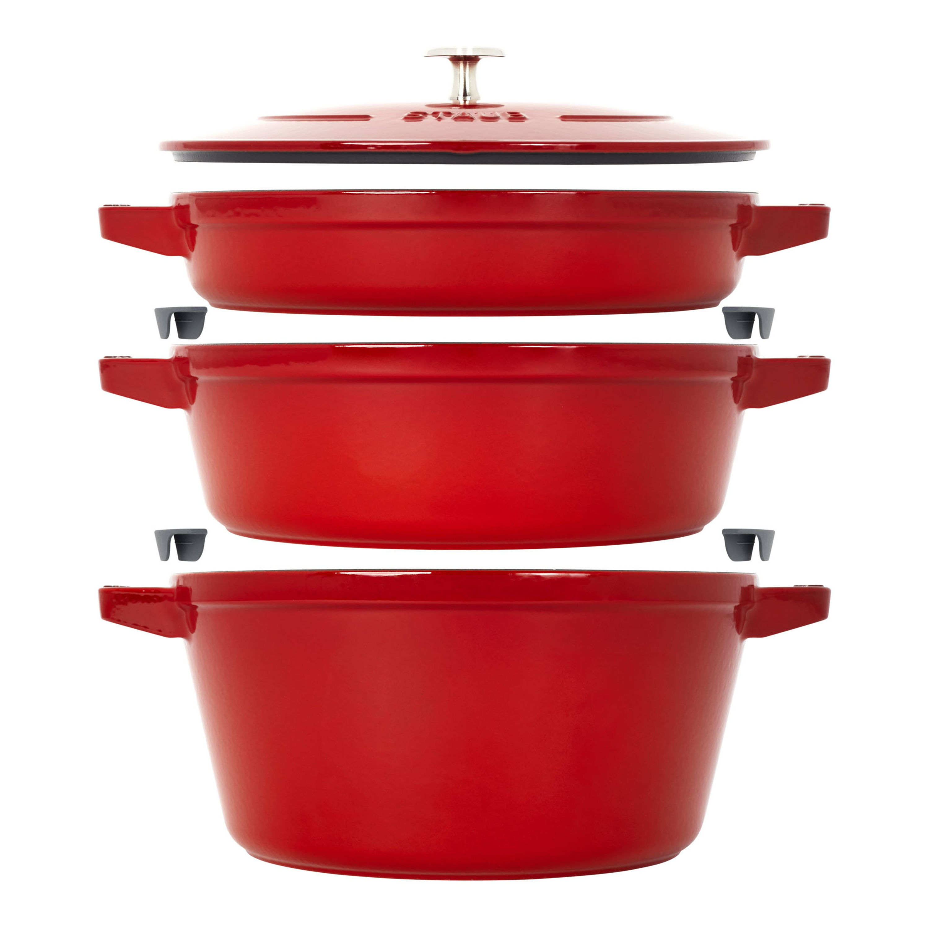 Staub Cast Iron - Sets 4-pc Stackable set, cherry