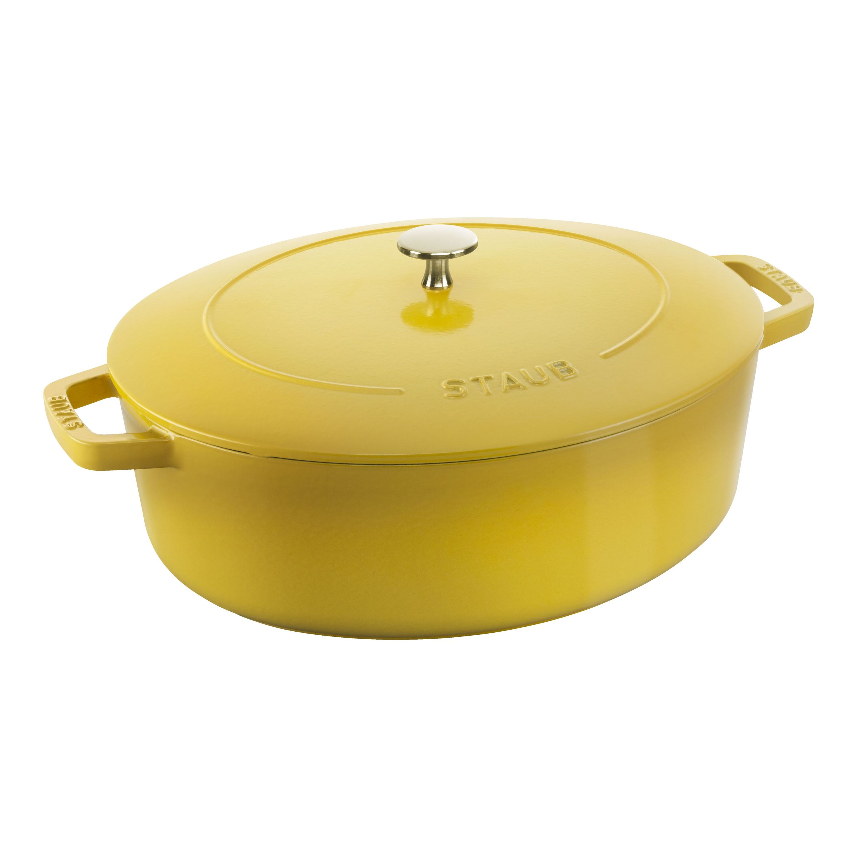 Staub Cast Iron 6.25 qt, Wide Oval Dutch Oven, citron