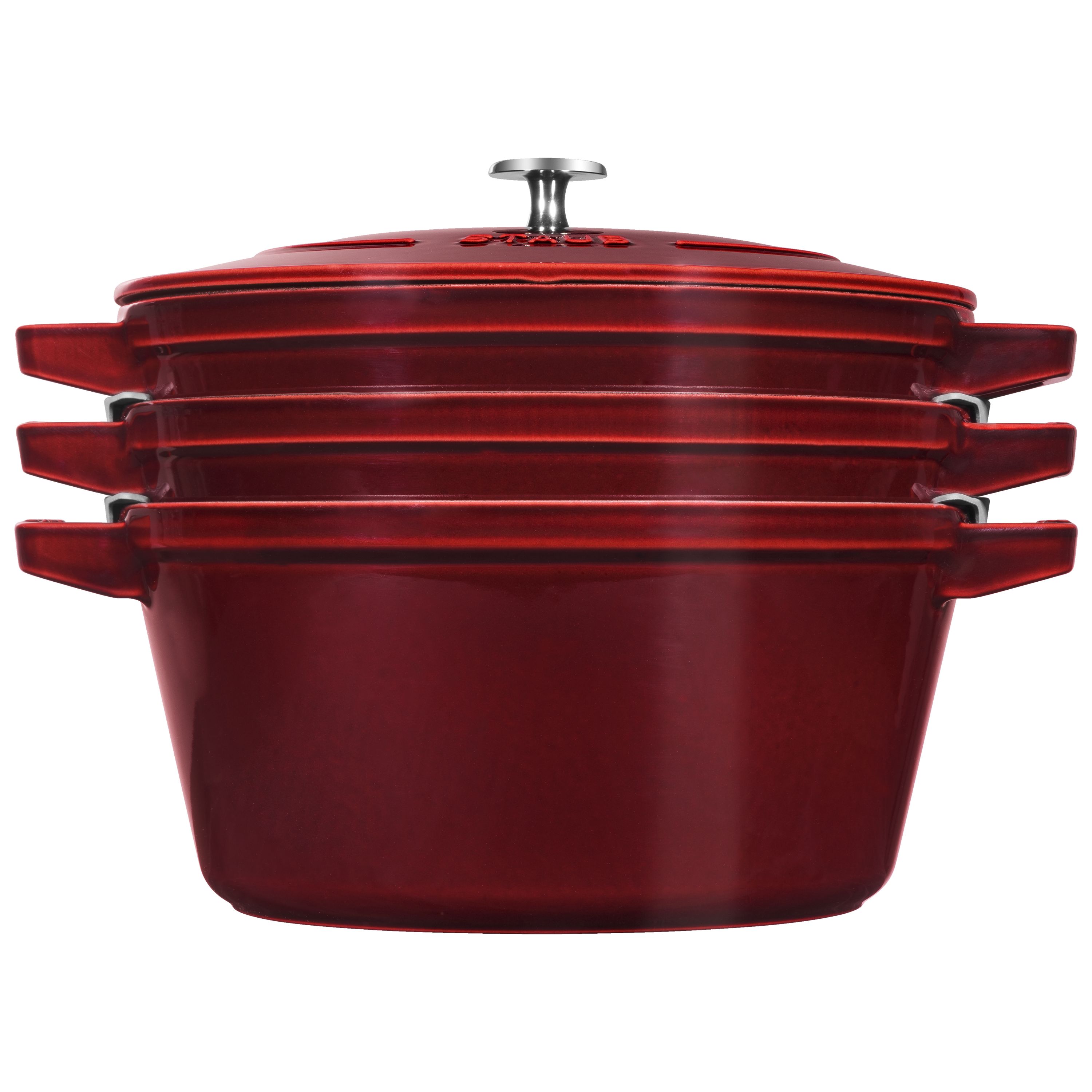 Staub Cast Iron - Sets 4-pc Stackable set, grenadine