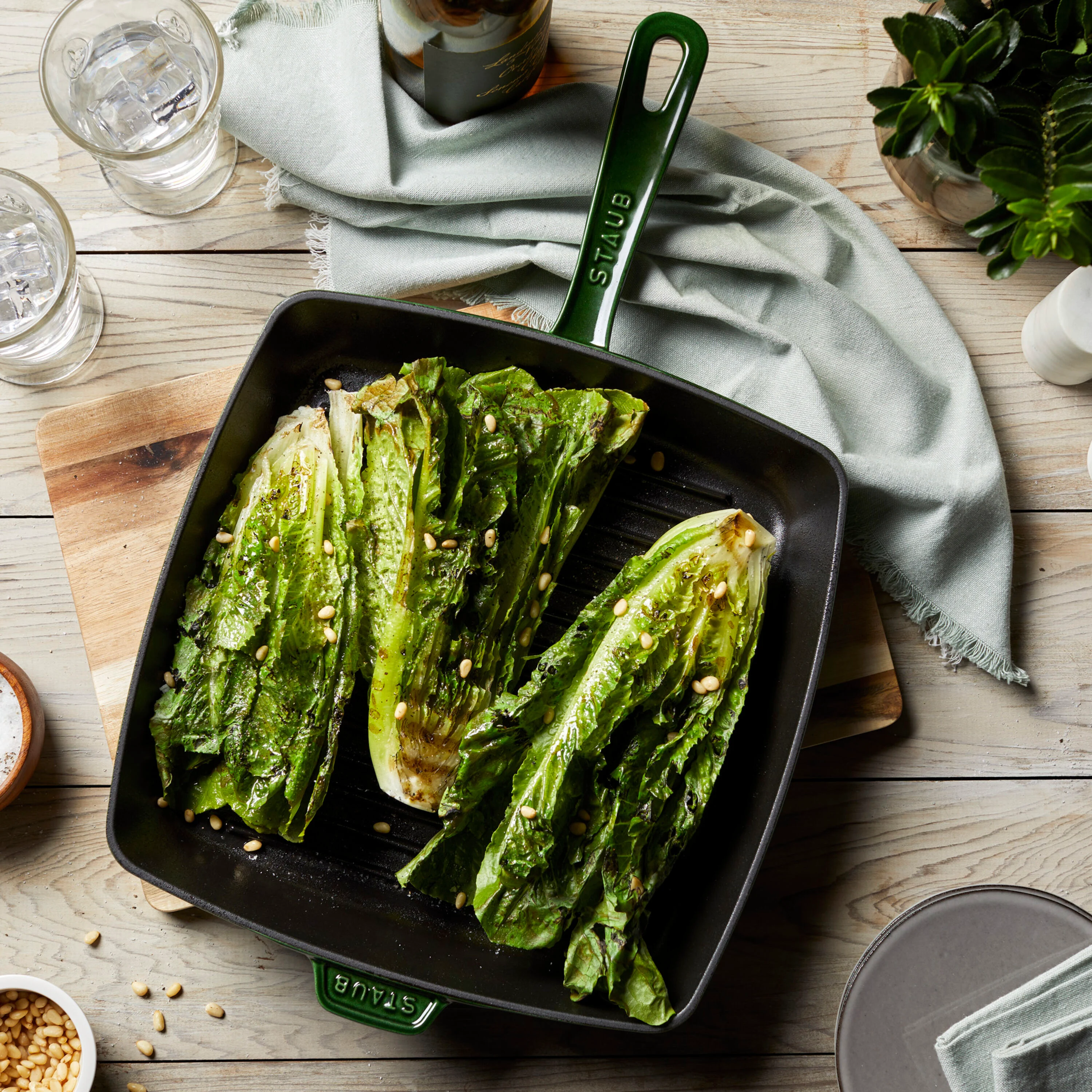 Staub Cast Iron 12-inch, cast iron, square, Grill Pan, basil