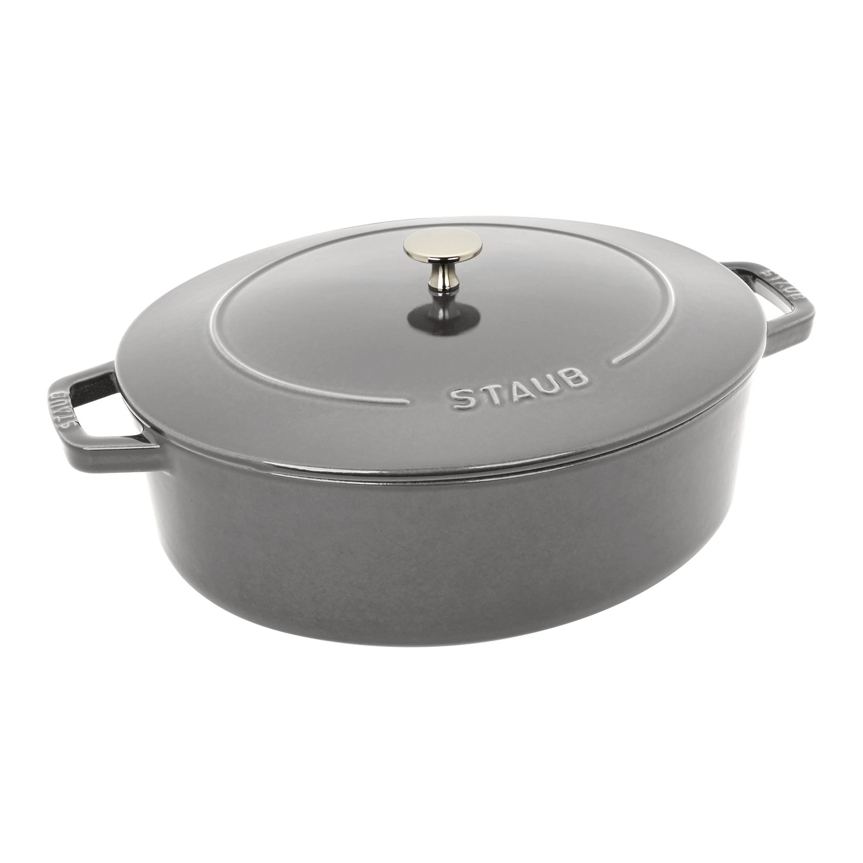 Staub Cast Iron 6.25 qt, Wide Oval Dutch Oven, graphite grey