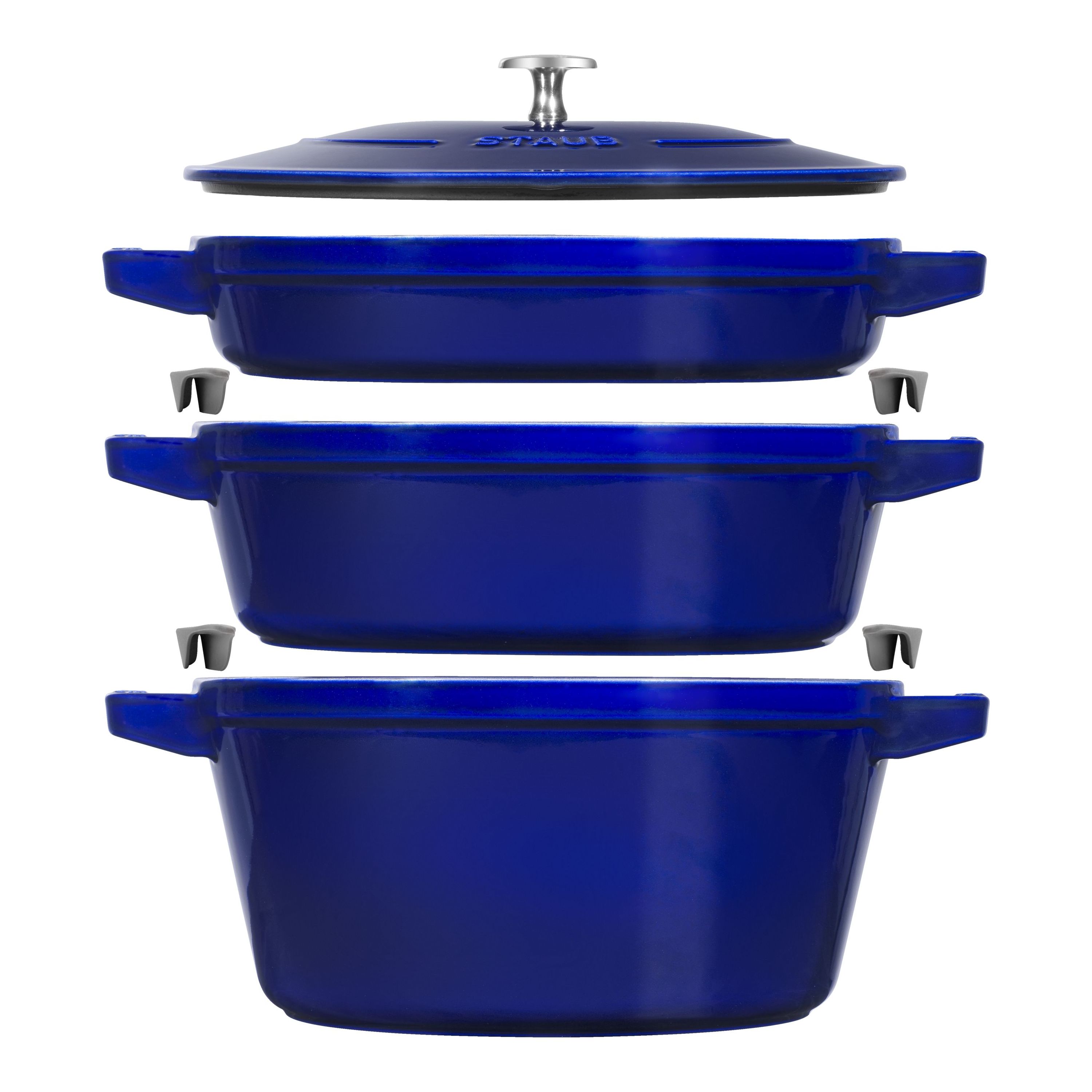 Staub Cast Iron - Sets 4-pc Stackable set, dark blue
