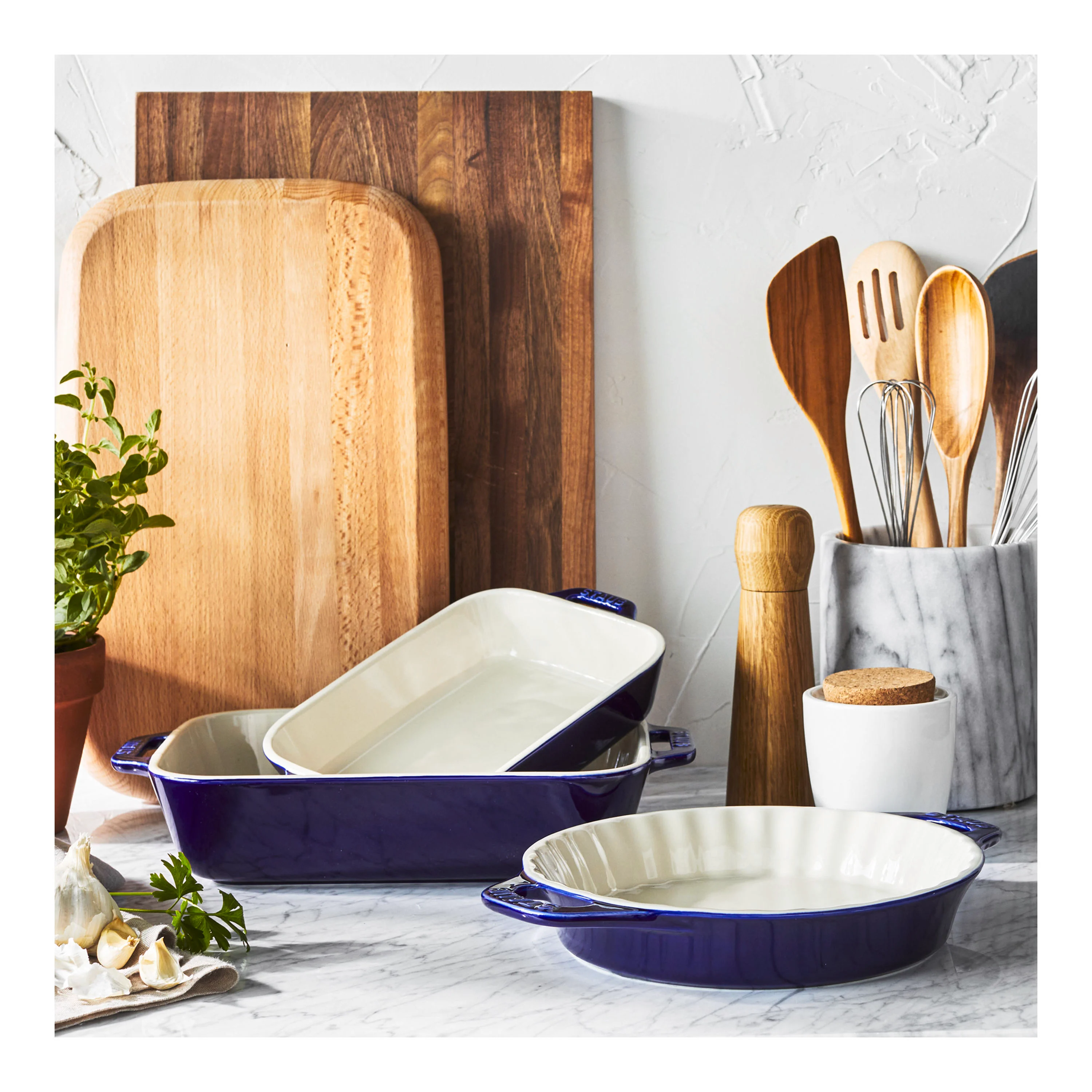 Staub Ceramic 3-pc, Ovenware set, dark blue