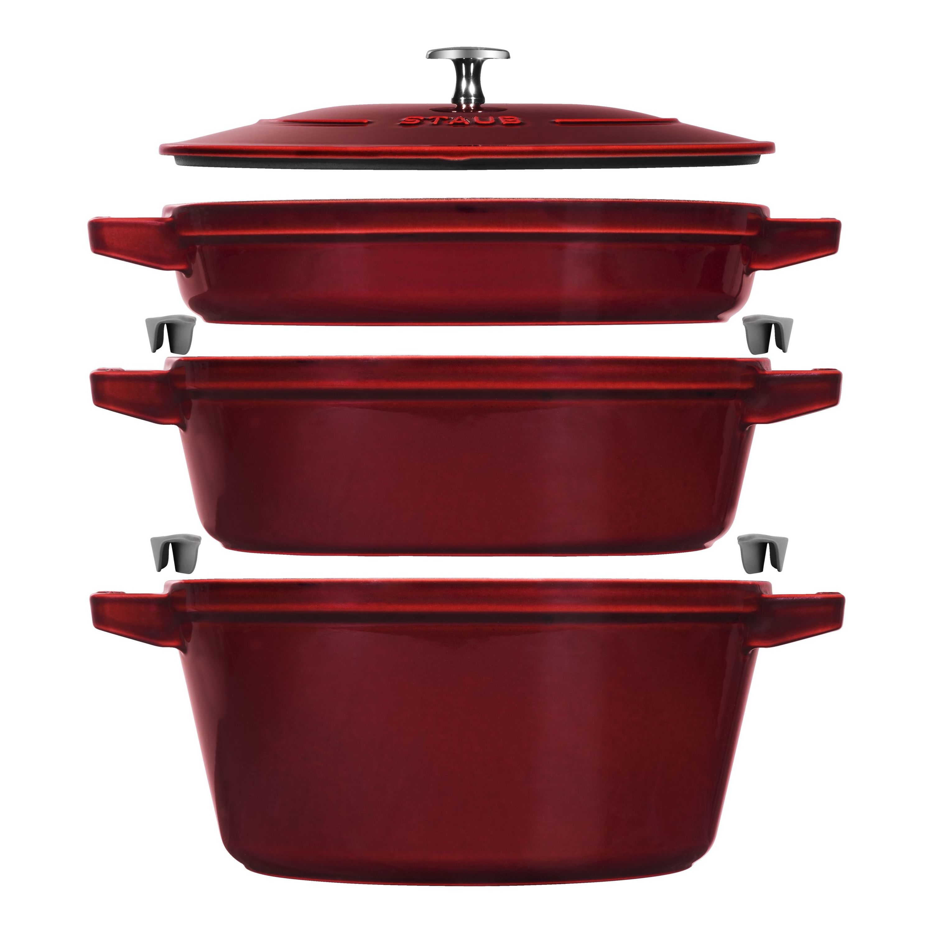Staub Cast Iron - Sets 4-pc Stackable set, grenadine