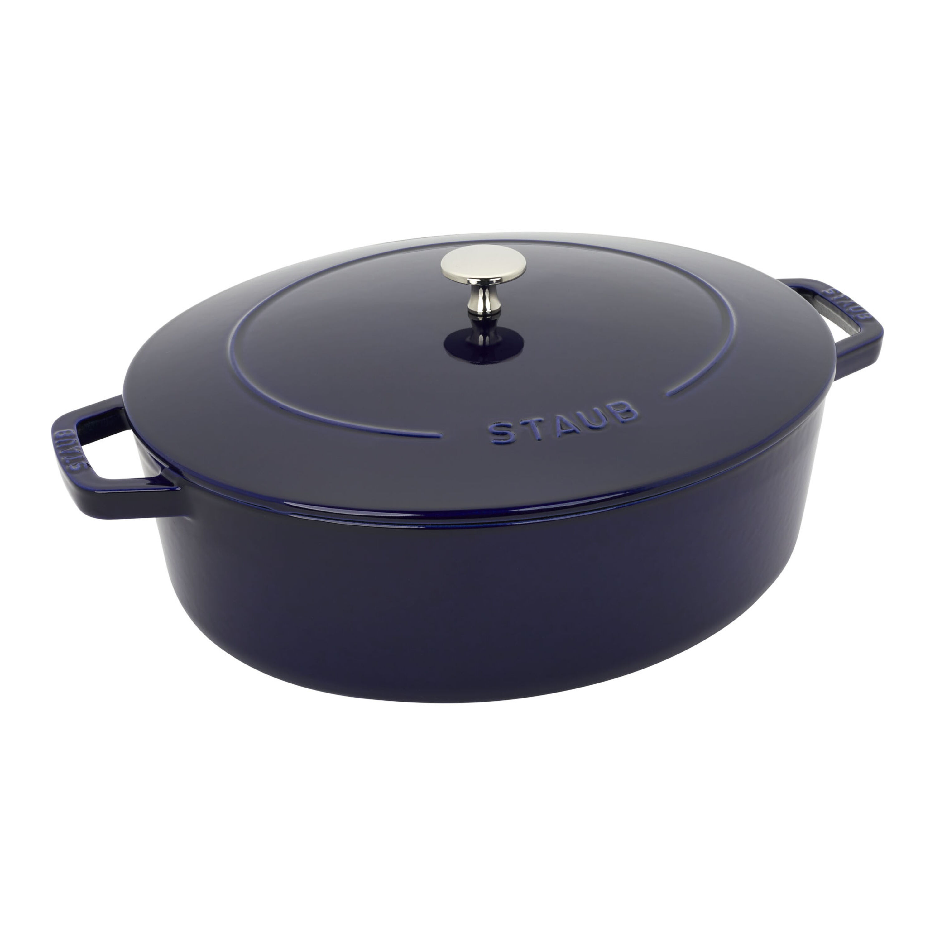Staub Cast Iron 6.25 qt, Wide Oval Dutch Oven, dark blue