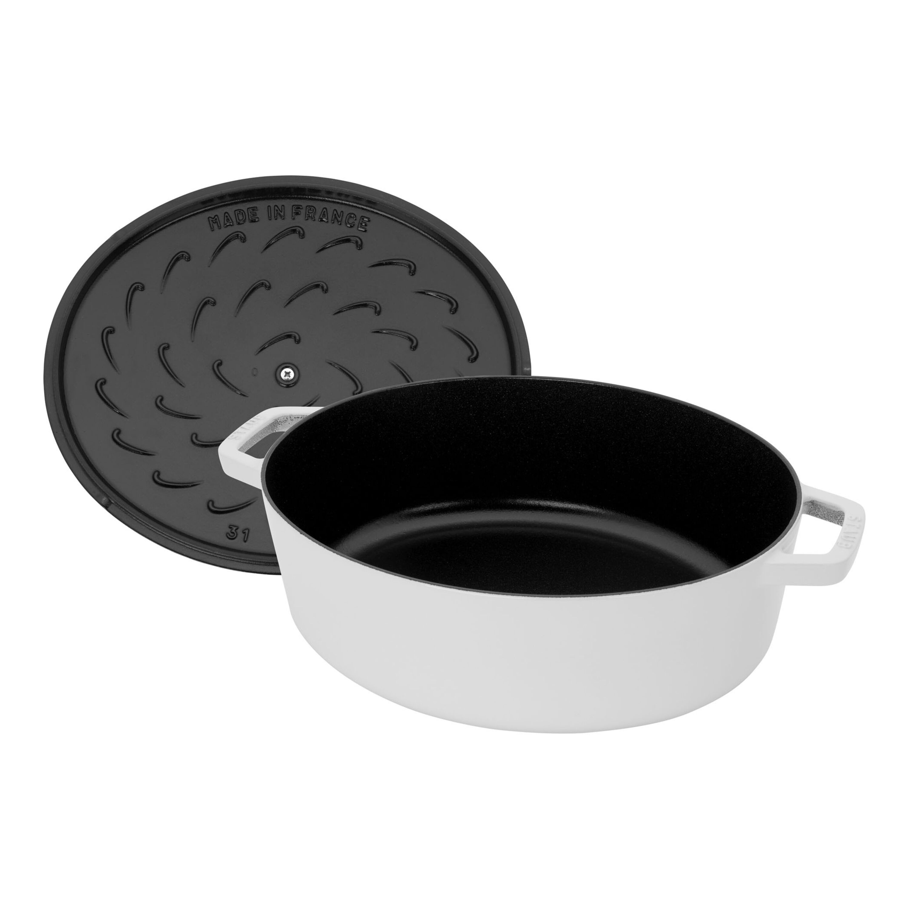Staub Cast Iron 6.25 qt, Wide Oval Dutch Oven, white