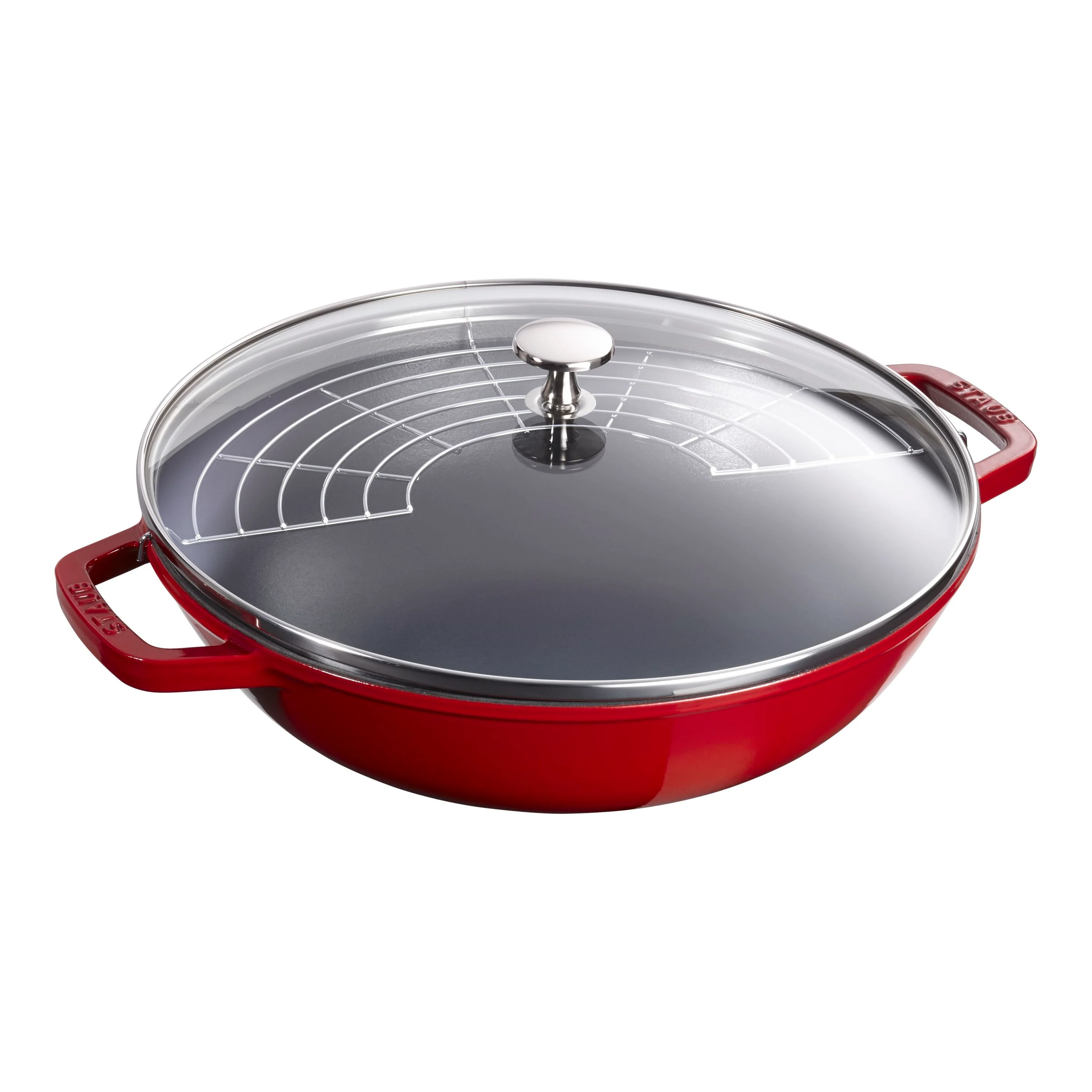 Staub Cast Iron - Woks/ Perfect Pans 12-inch, Perfect Pan, cherry