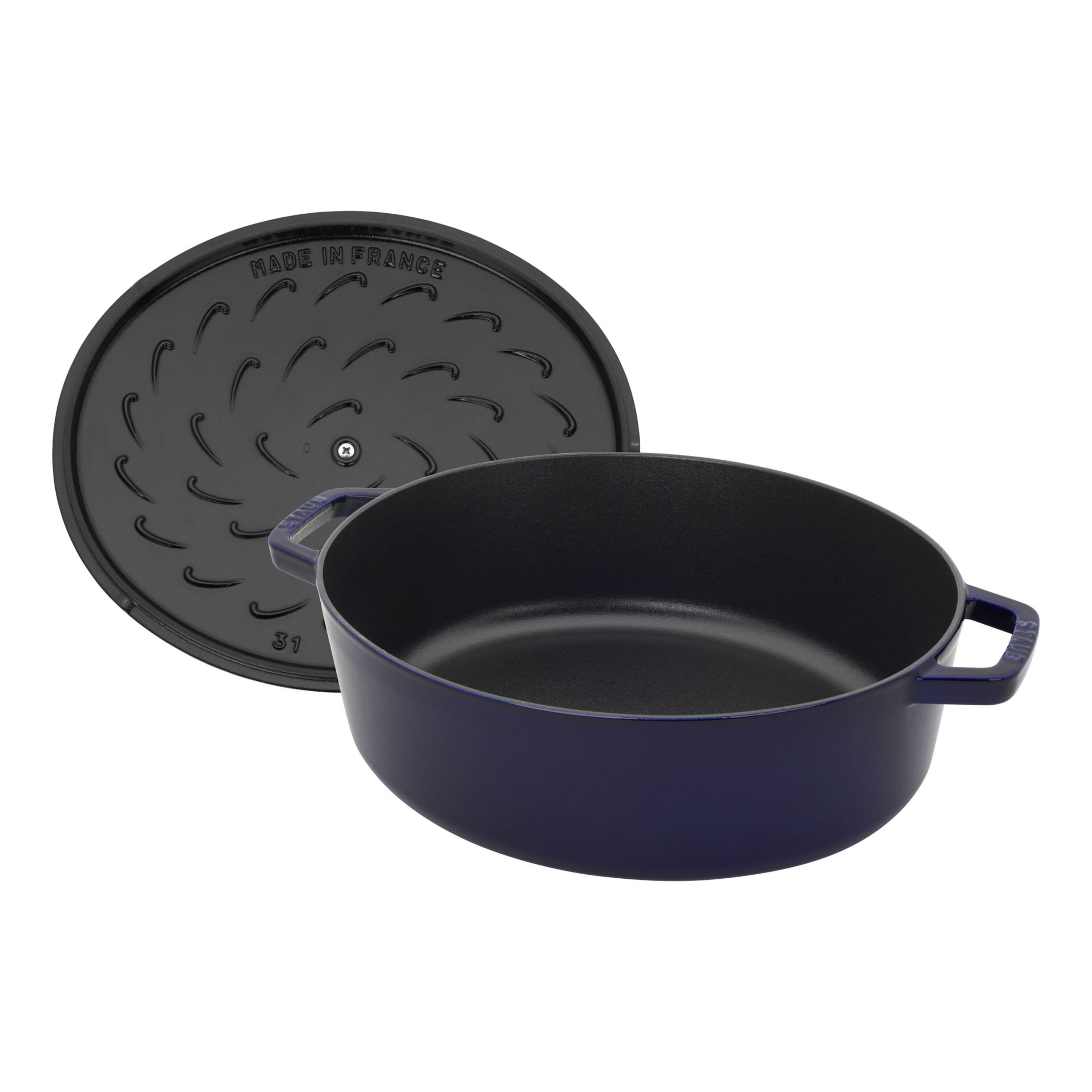 Staub Cast Iron 6.25 qt, Wide Oval Dutch Oven, dark blue