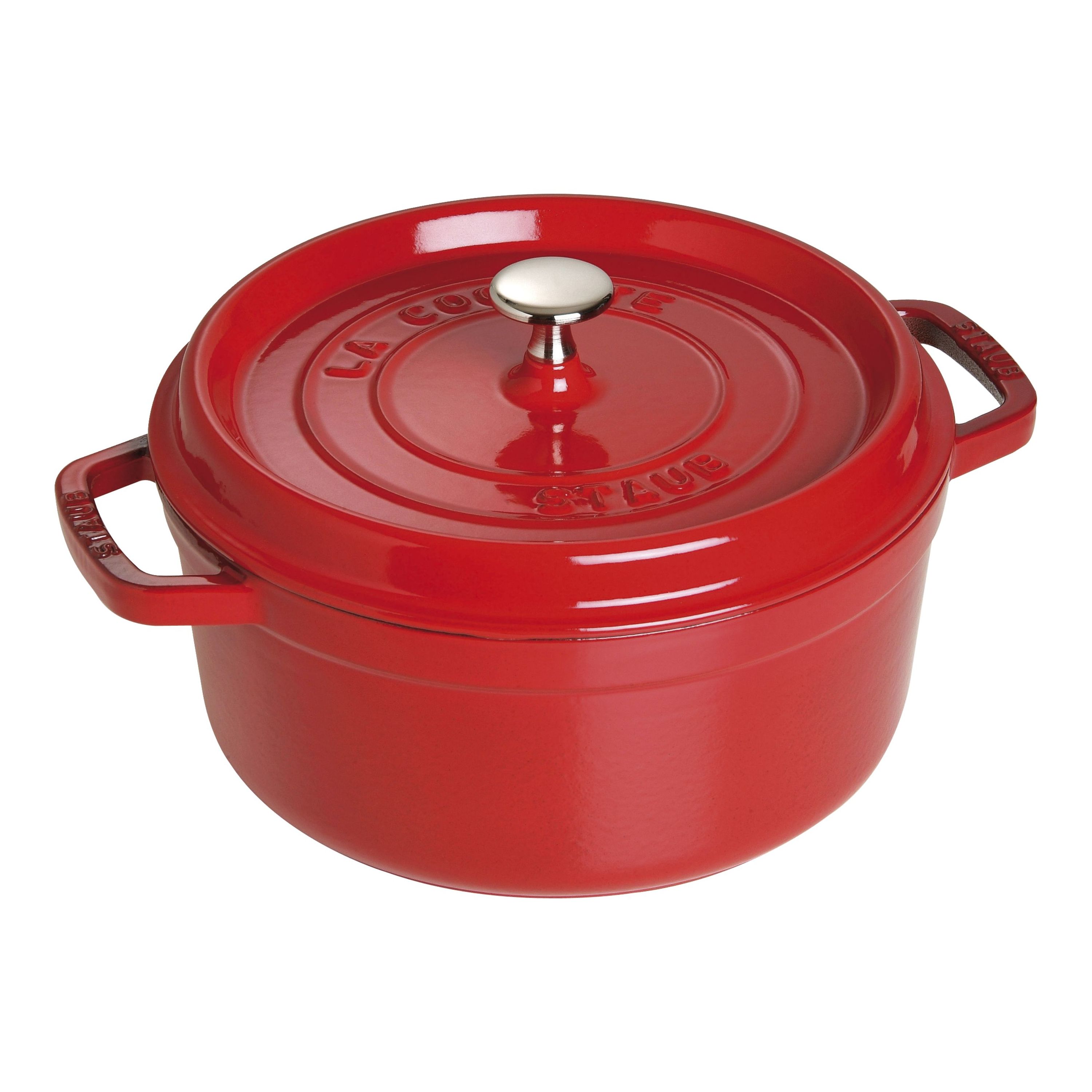Staub Cast Iron - Round Cocottes 4 qt, Round, Cocotte, Cherry