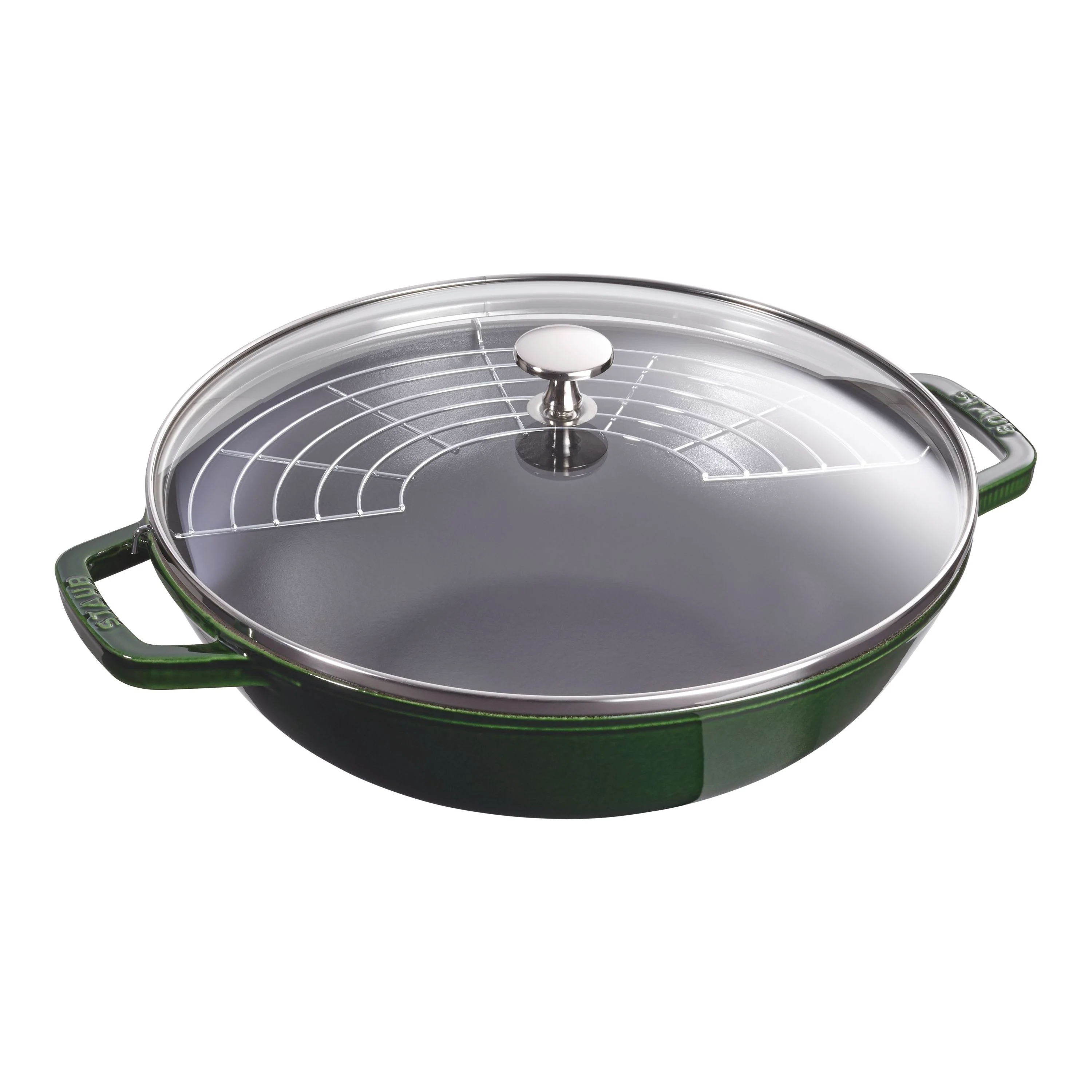 Staub Cast Iron - Woks/ Perfect Pans 12-inch, Perfect Pan, basil