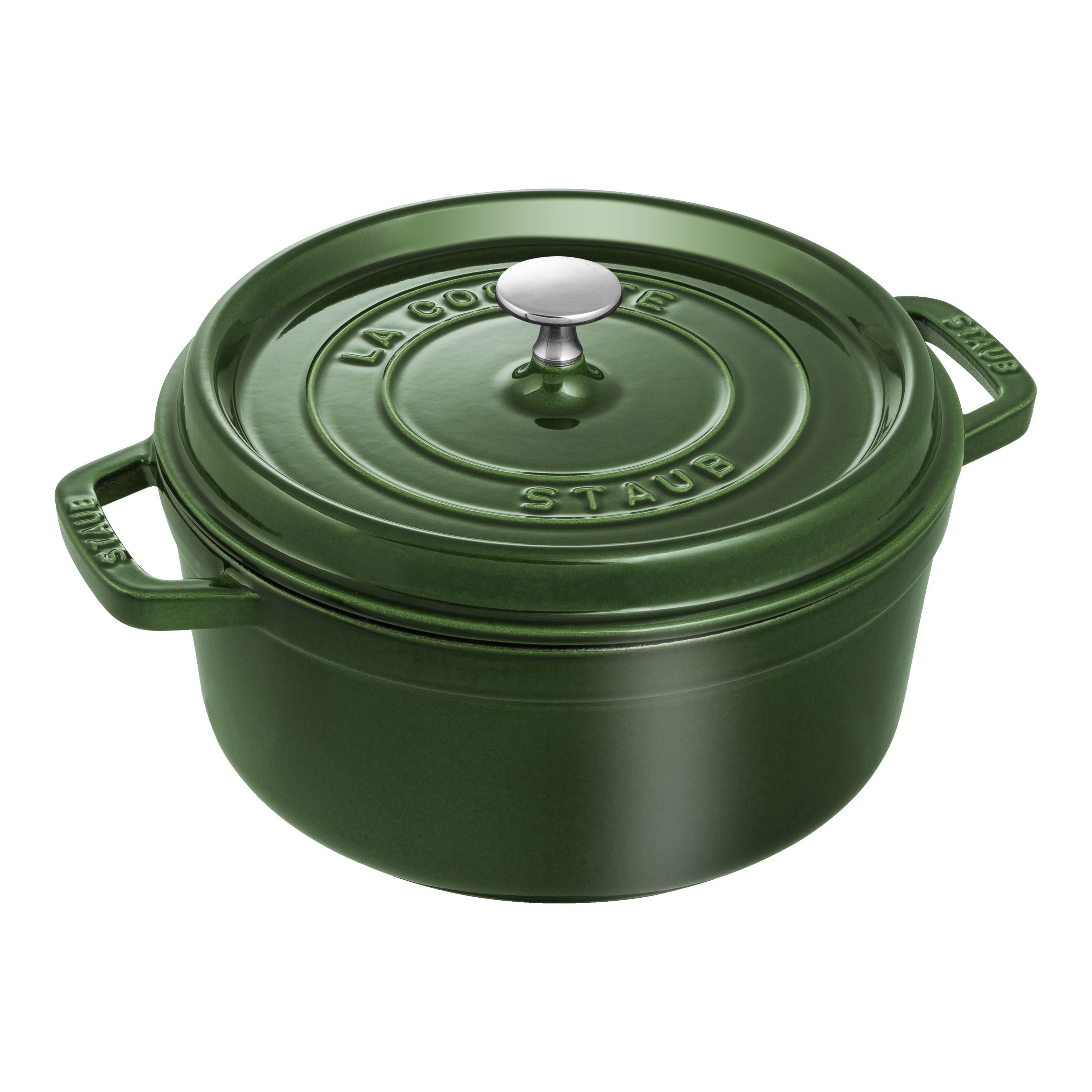 Staub Cast Iron - Round Cocottes 4 qt, Round, Cocotte, Basil