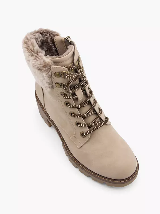 TOM TAILOR Schnürstiefelette in creme