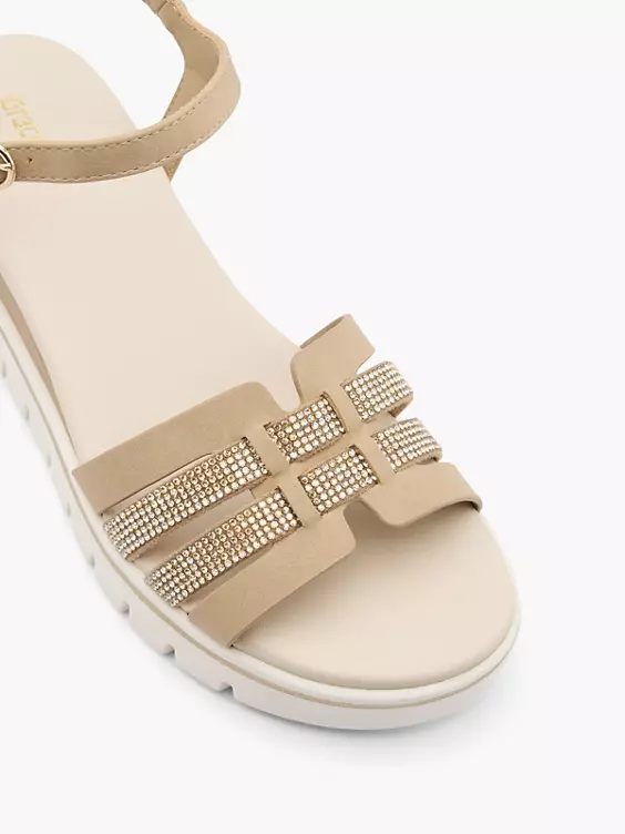 Graceland Keilsandalette in beige