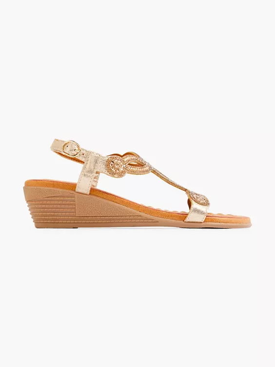 Graceland Keilsandalette in gold