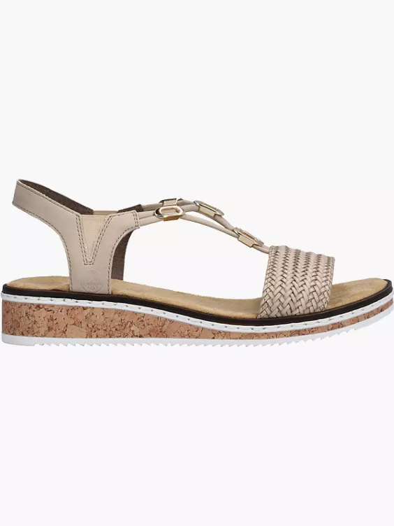 Rieker Damen Keilsandaletten in beige