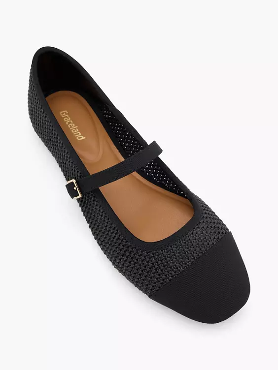 Graceland Mary Jane Ballerina in schwarz