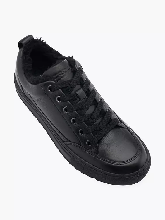 ESPRIT Leder Platform Sneaker in schwarz