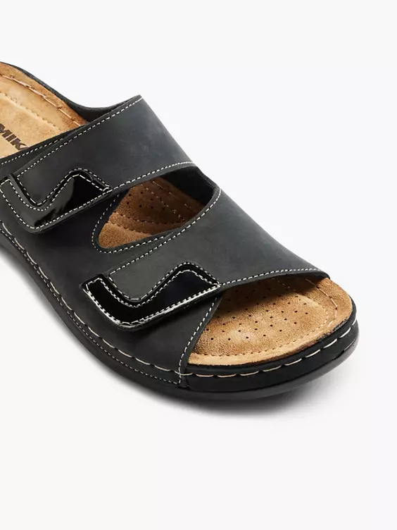Romika Leder Pantolette in schwarz