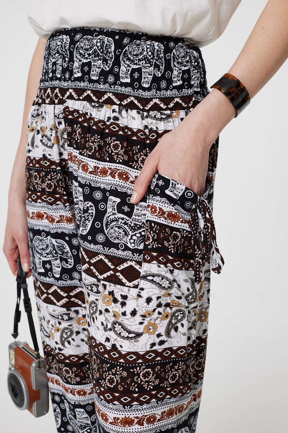 Izabel London - Elephant Print High Waist Harem Pants