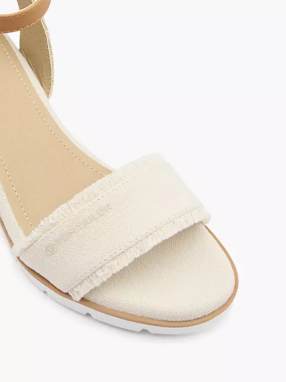 TOM TAILOR Keilsandalette in creme