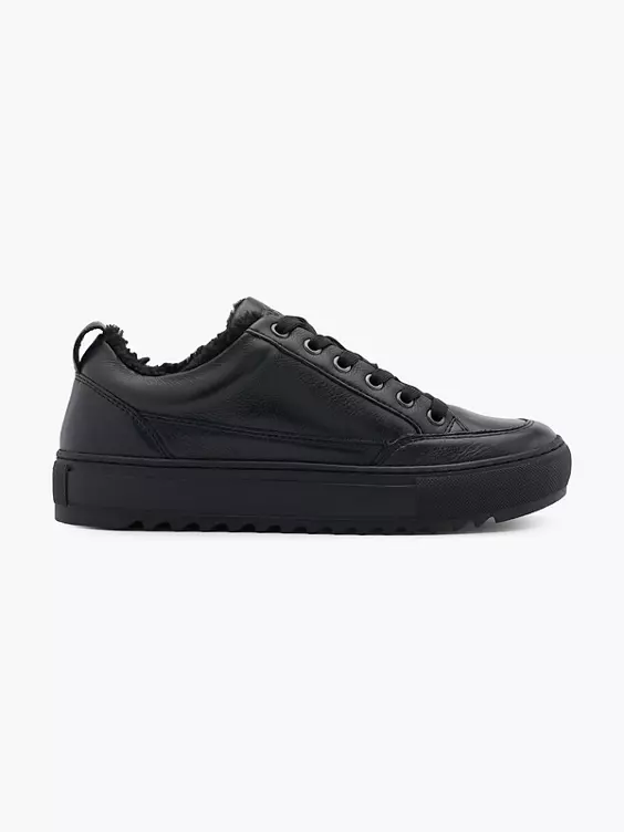 ESPRIT Leder Platform Sneaker in schwarz