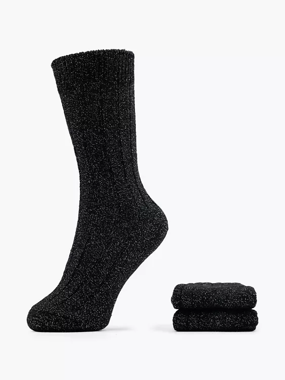 Cosy Nature 2er Pack Socken in schwarz