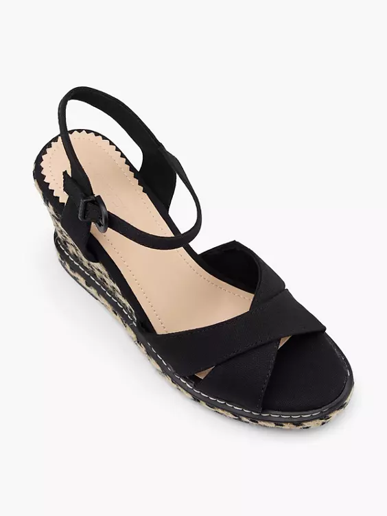 ESPRIT Keilsandalette in schwarz