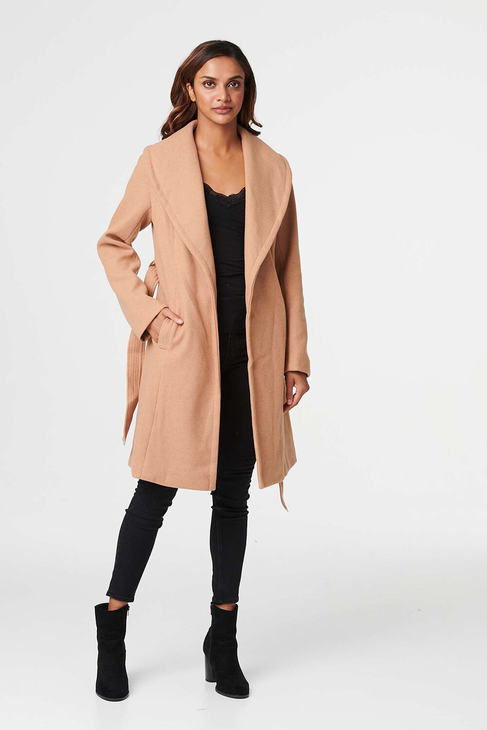 Izabel London – Wrap Front Tie Waist Coat