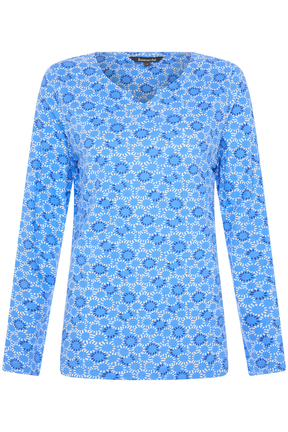 Geo Spot Print Notch Neck T-Shirt