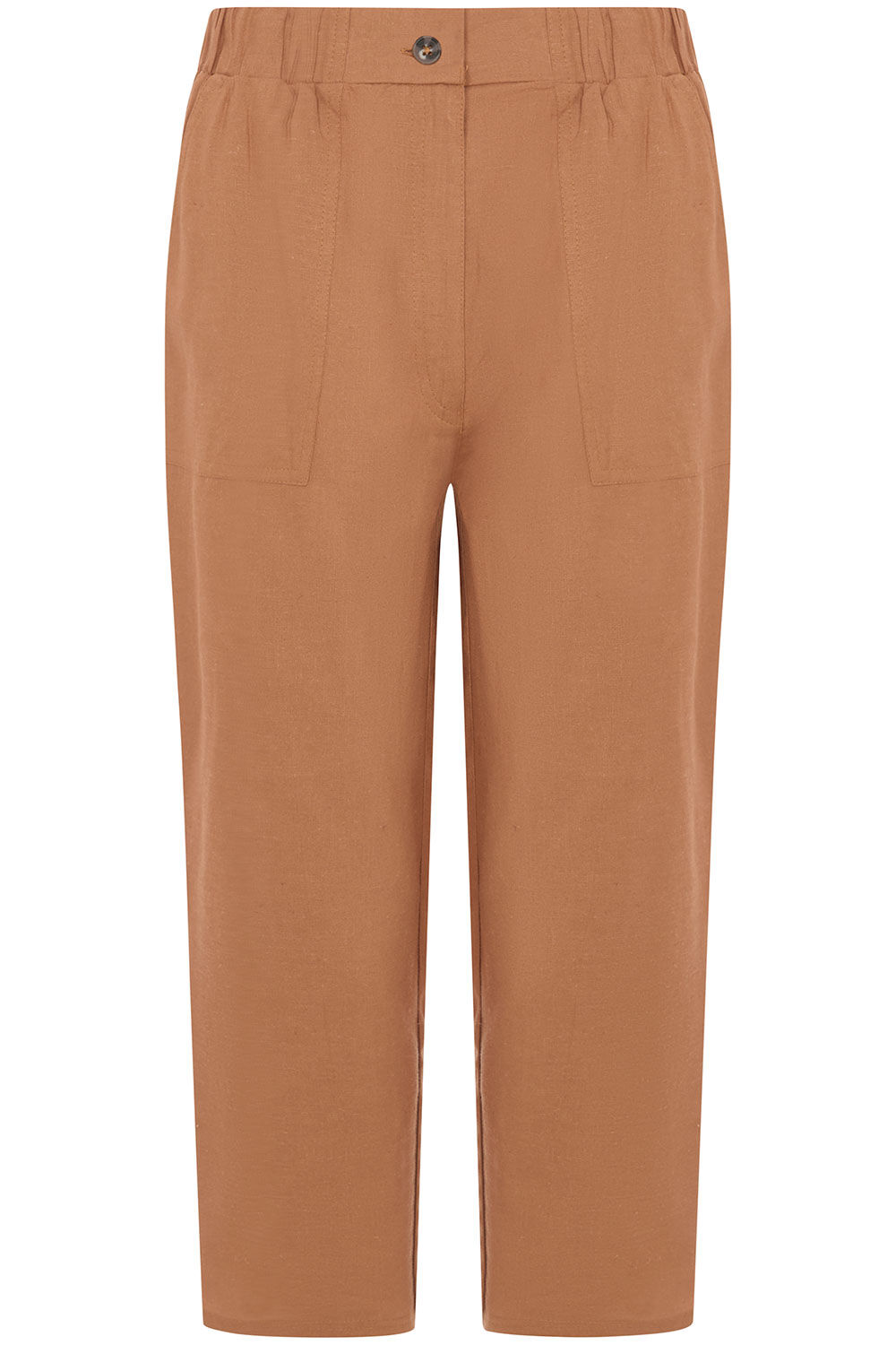 Tapered Cropped Linen Trousers