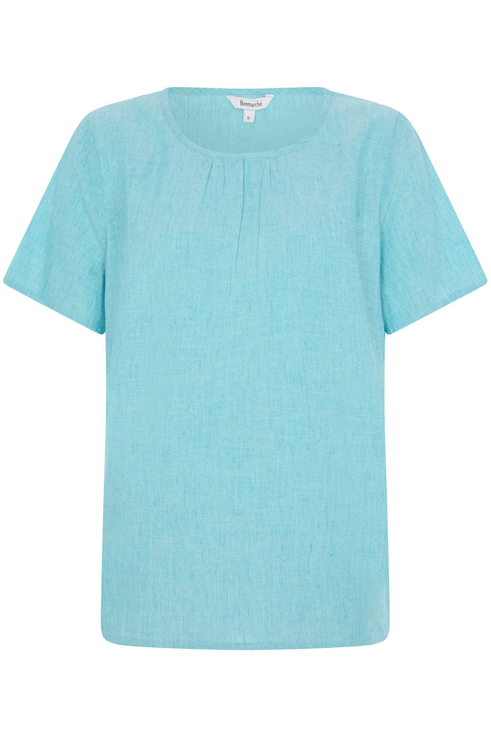 Gathered Neck Linen Blend Top