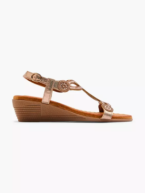 Graceland Keilsandalette in rosegold