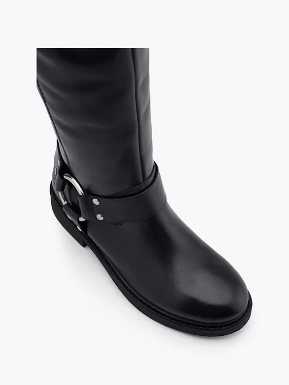 Catwalk Leder Stiefel in schwarz