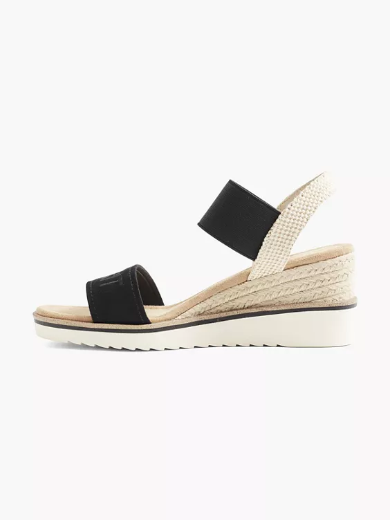 ESPRIT Keilsandalette in schwarz